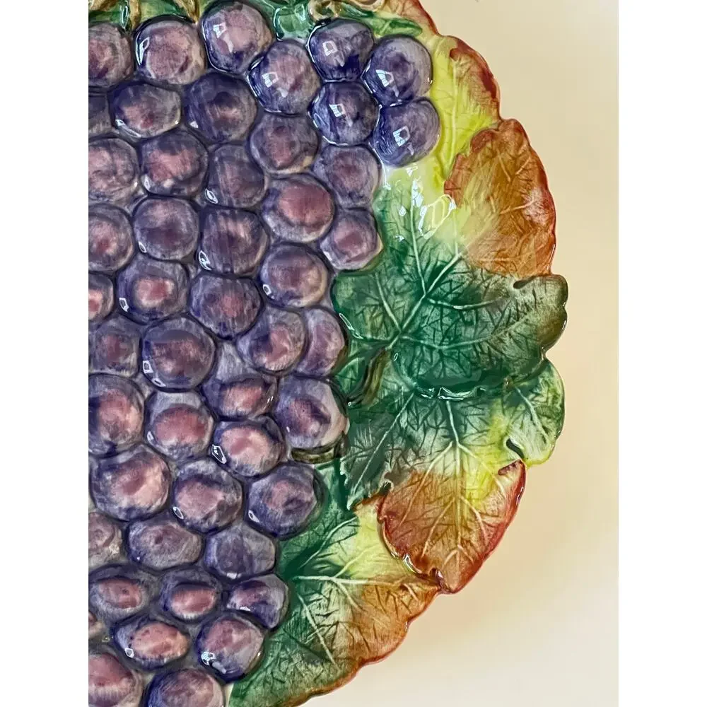 Fitz & Floyd Ironstone VTG Purple Grape Cluster Leaf Decorative Plate